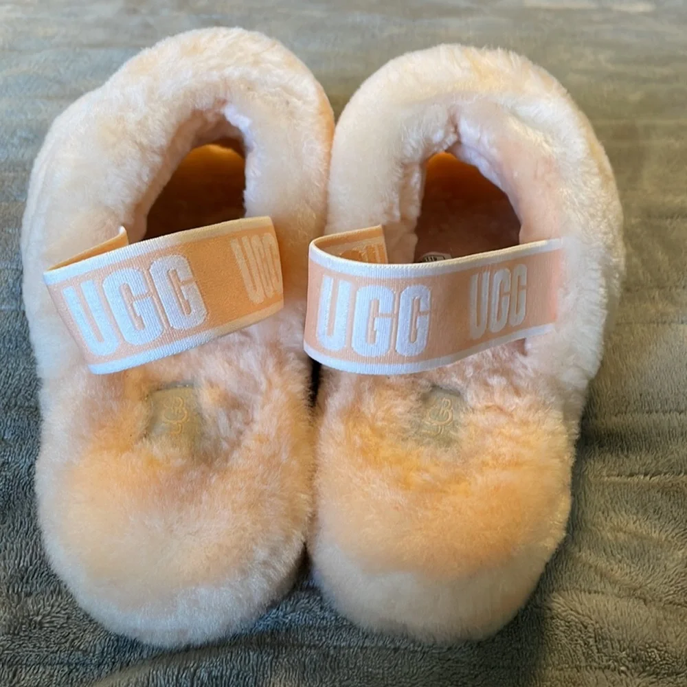 Ugg fuzzy sling back slippers with hard sole SZ 8 - Picture 7 of 10